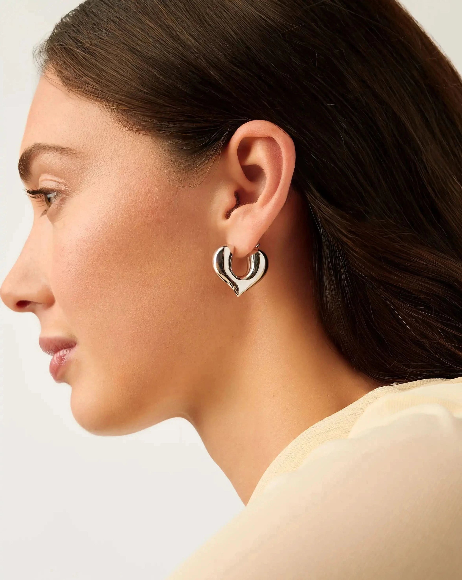 Molten Heart Medium Hoop Earrings | Silver Plated Earrings Missoma 