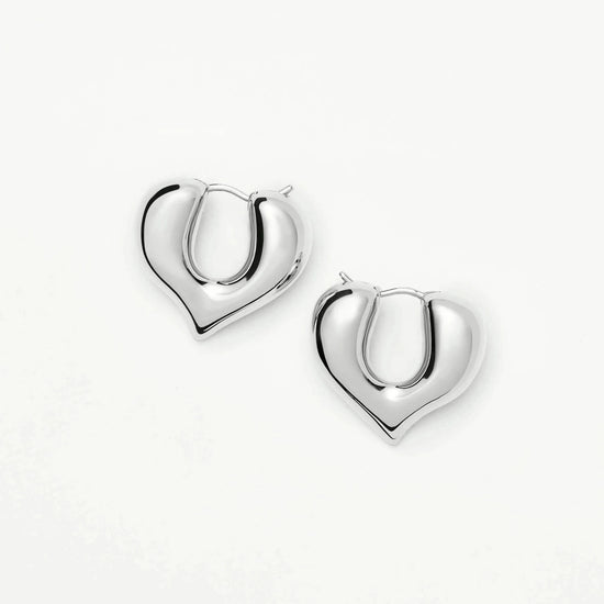 Molten Heart Medium Hoop Earrings | Silver Plated Earrings Missoma 