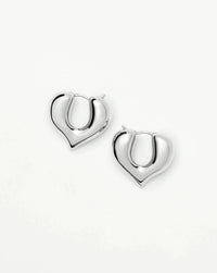 Molten Heart Medium Hoop Earrings | Silver Plated Earrings Missoma 