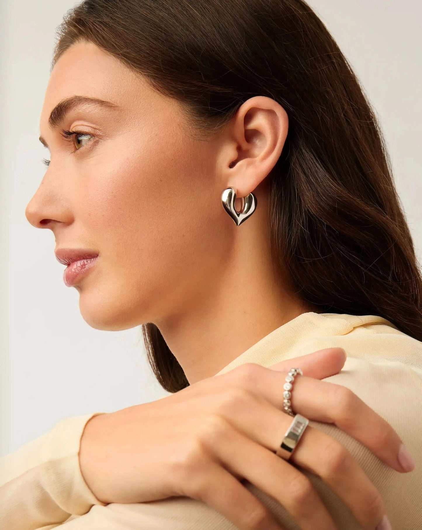 Molten Heart Medium Hoop Earrings | Silver Plated Earrings Missoma 