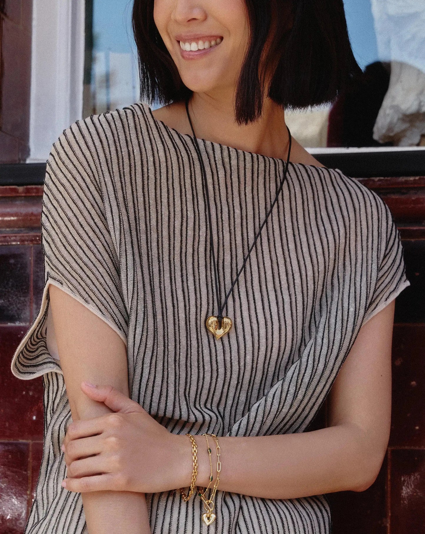 Molten Heart Pendant Cord Necklace | 18k Gold Plated Necklace Missoma 