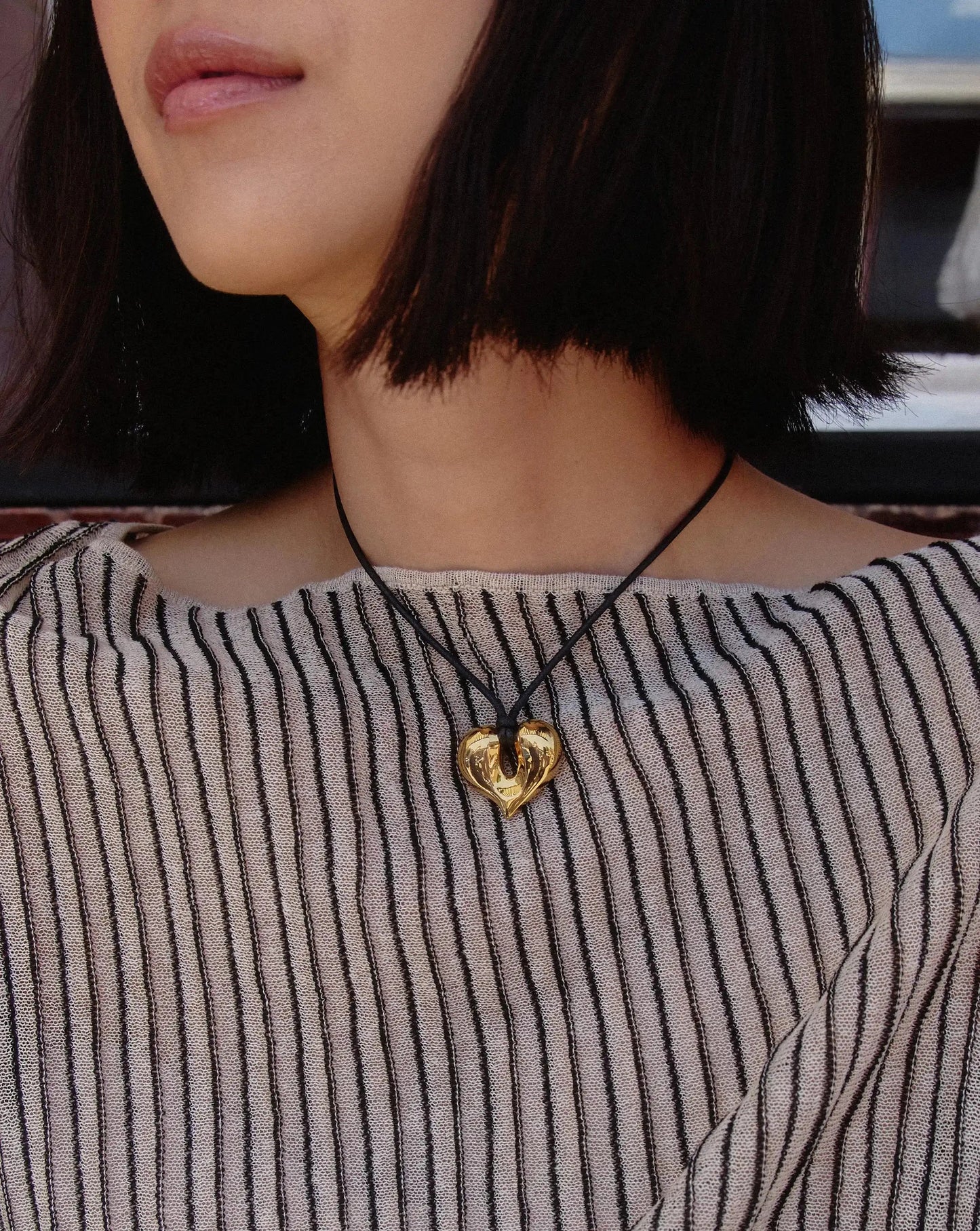 Molten Heart Pendant Cord Necklace | 18k Gold Plated Necklace Missoma 