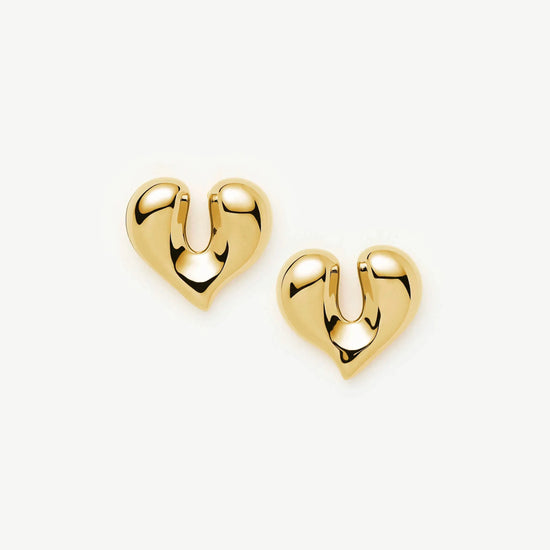 Molten Heart Stud Earrings | 18k Gold Plated Earrings Missoma 