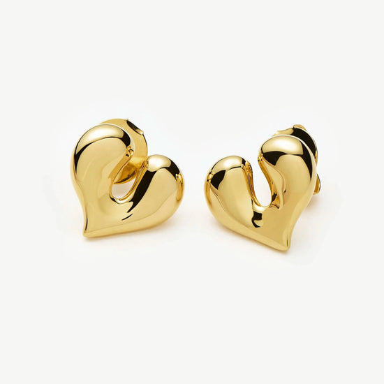 Molten Heart Stud Earrings | 18k Gold Plated Earrings Missoma 