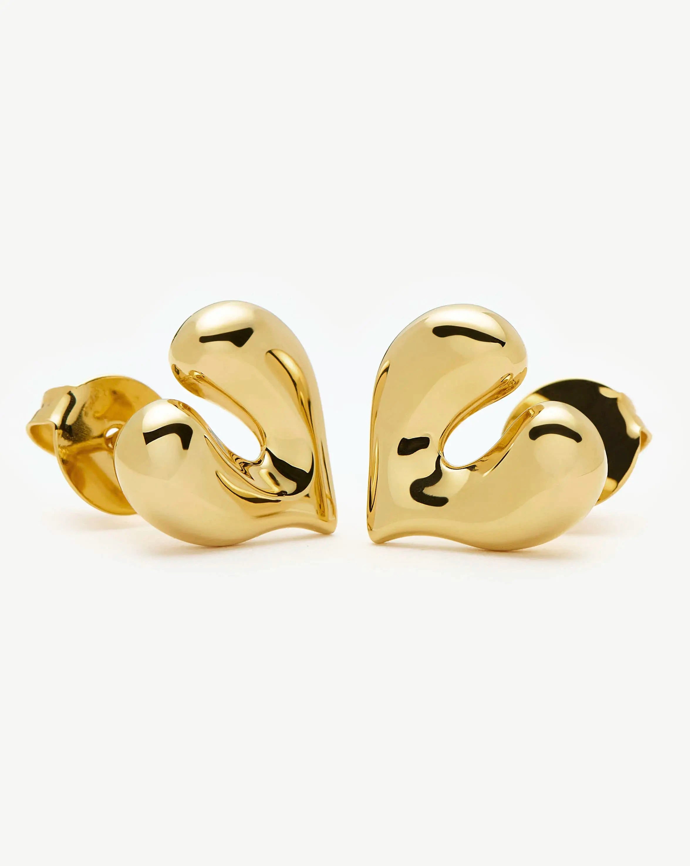 Molten Heart Stud Earrings | 18k Gold Plated Earrings Missoma 