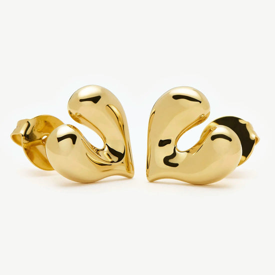Molten Heart Stud Earrings | 18k Gold Plated Earrings Missoma 