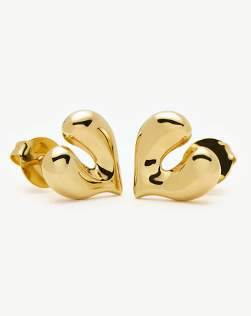 Molten Heart Stud Earrings | 18k Gold Plated Earrings Missoma 