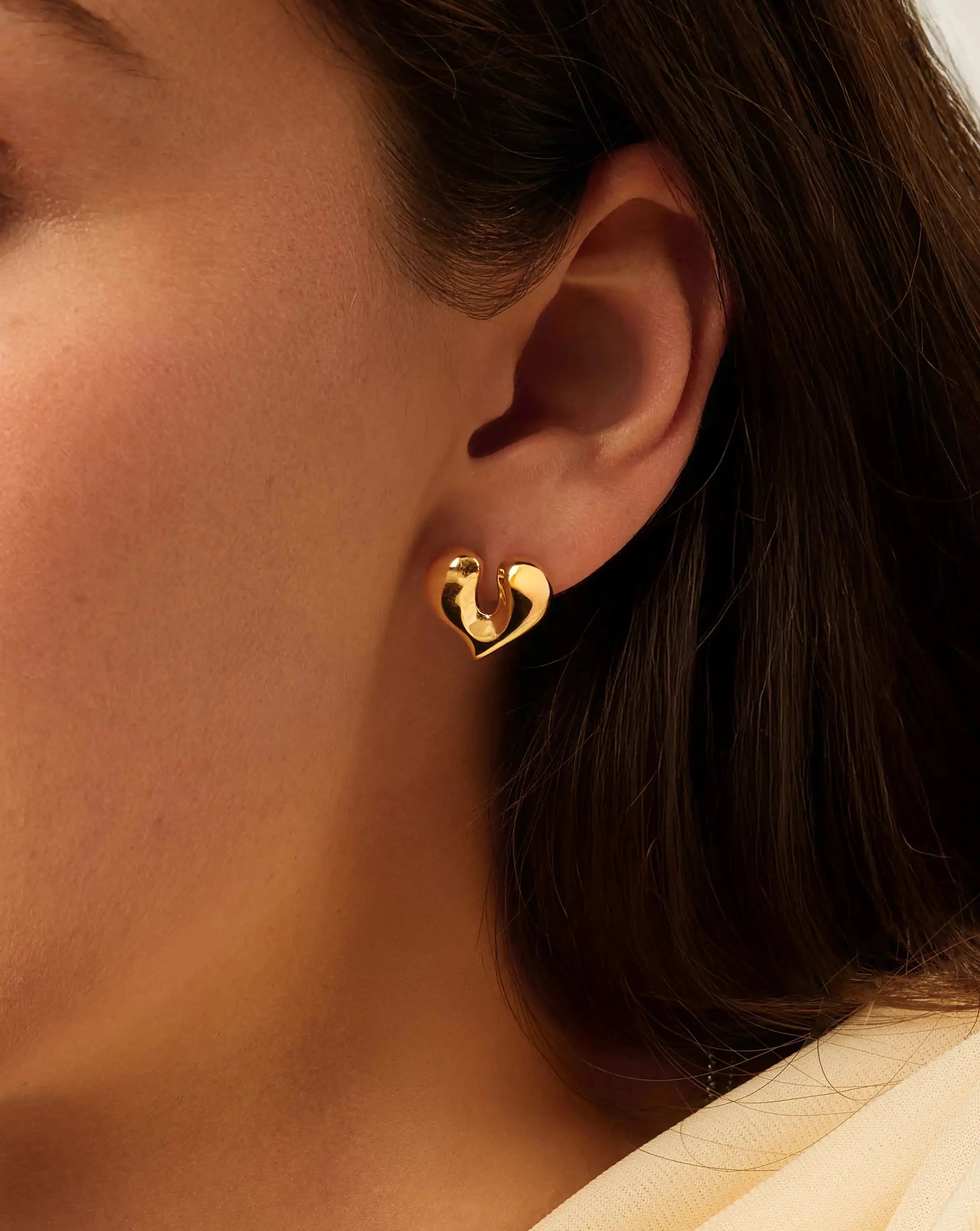 Molten Heart Stud Earrings | 18k Gold Plated Earrings Missoma 
