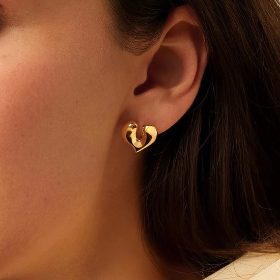 Molten Heart Stud Earrings | 18k Gold Plated Earrings Missoma 
