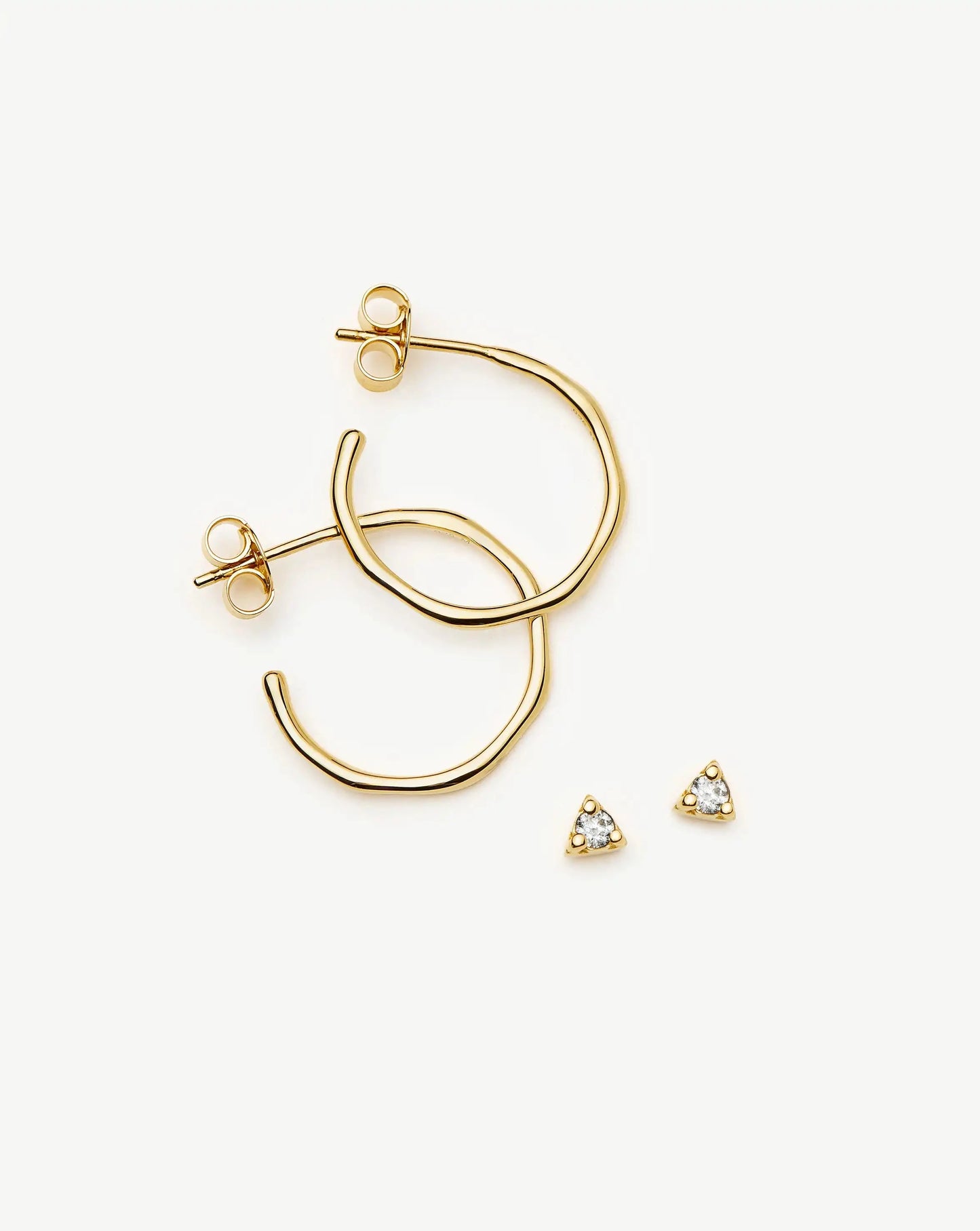 Molten Hoop & Prism Stud Earrings Set | 18k Gold Vermeil/Cubic Zirconia Earrings Missoma 