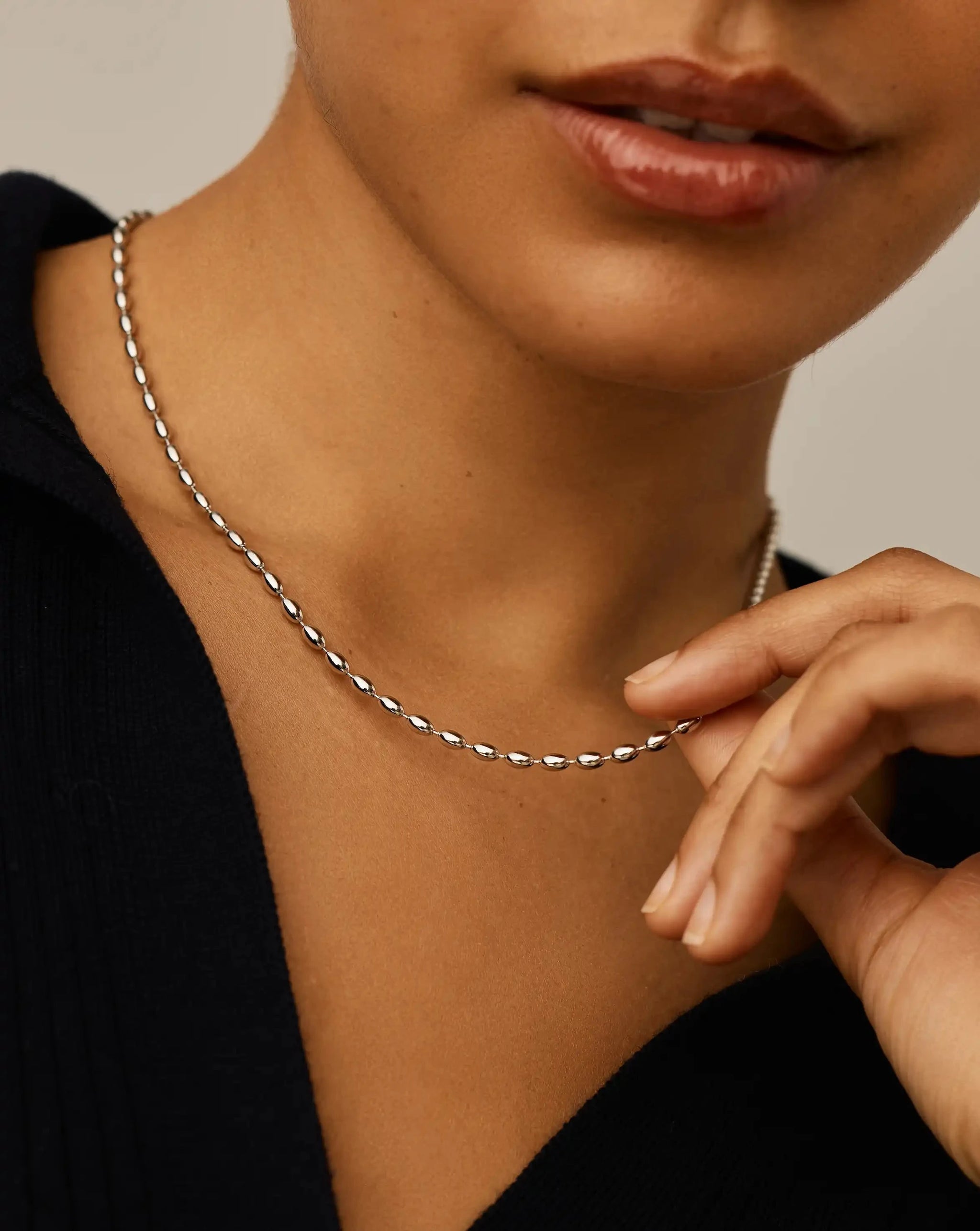 Molten Olive Chain Necklace | Silver Plated Necklaces Missoma 