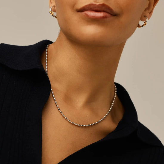 Molten Olive Chain Necklace | Silver Plated Necklaces Missoma 