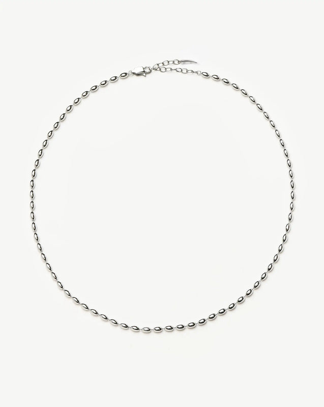Molten Olive Chain Necklace | Silver Plated