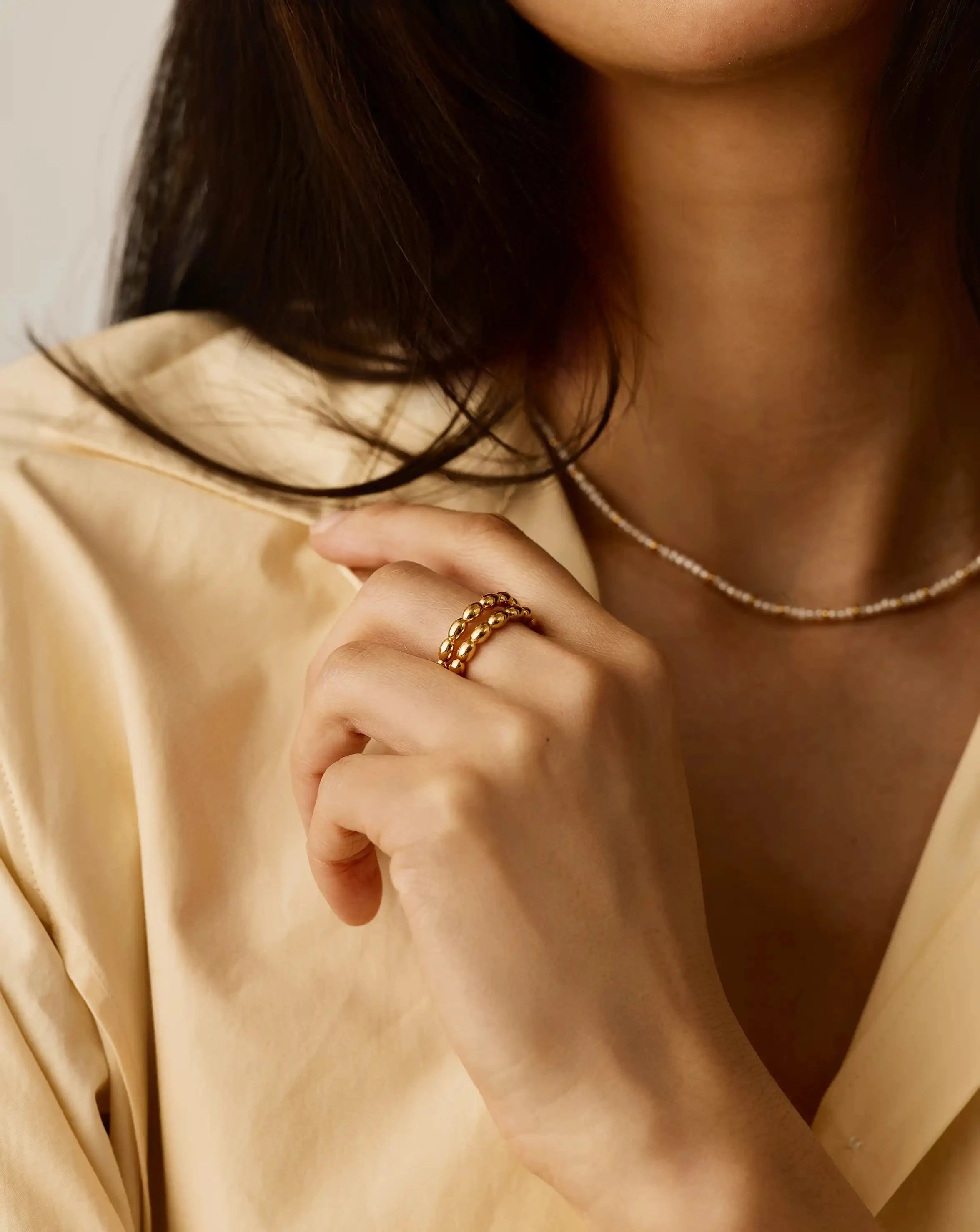 Molten Olive Stacked Ring | 18k Gold Plated Rings Missoma 