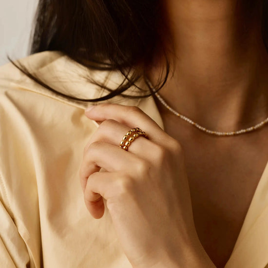 Molten Olive Stacked Ring | 18k Gold Plated Rings Missoma 