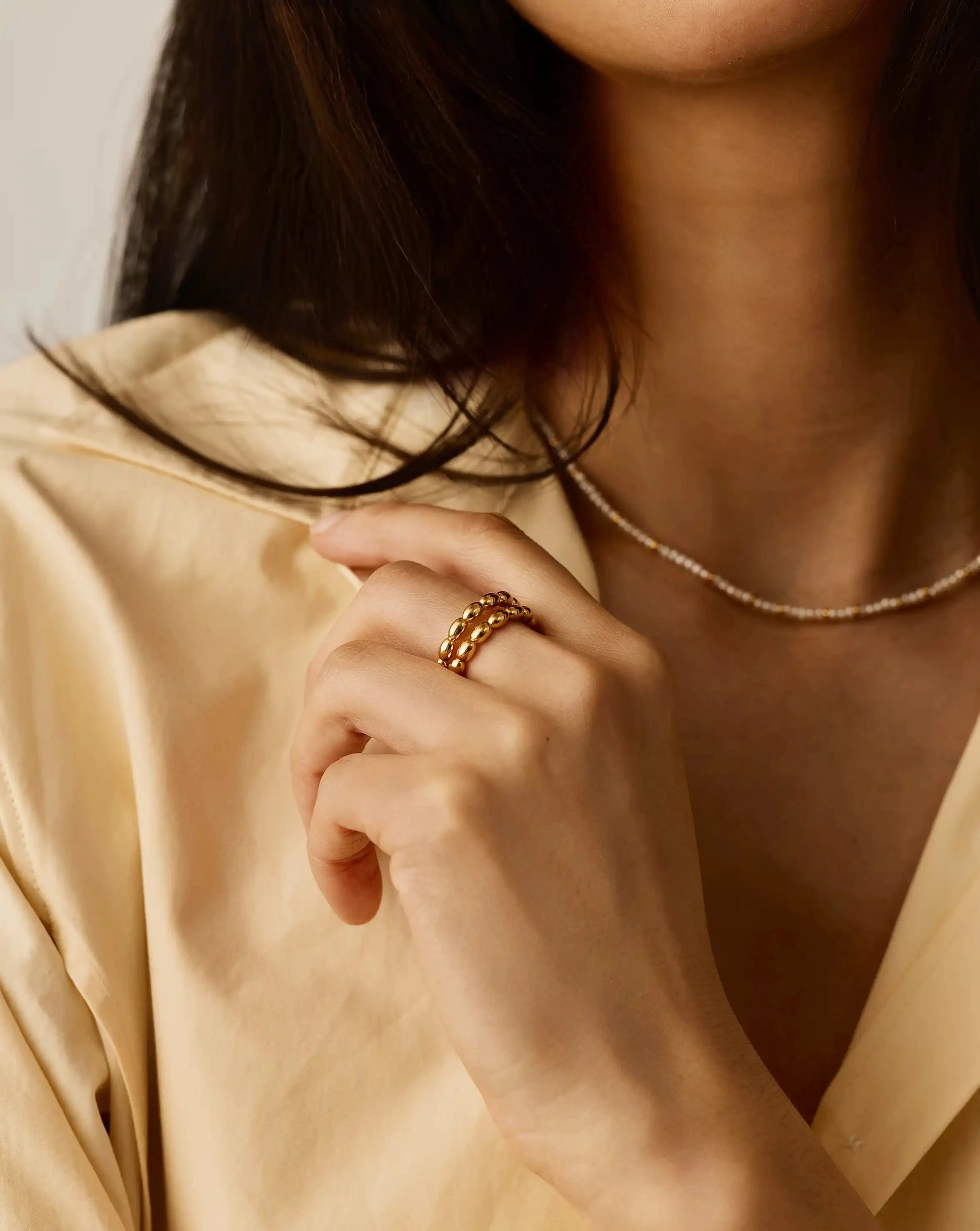 Molten Olive Stacked Ring | 18k Gold Plated Rings Missoma 