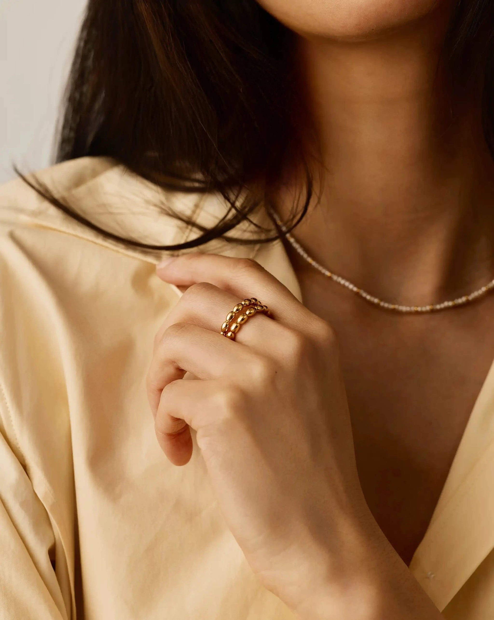 Molten Olive Stacked Ring | 18k Gold Plated Rings Missoma 