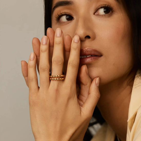 Molten Olive Stacked Ring | 18k Gold Plated Rings Missoma 