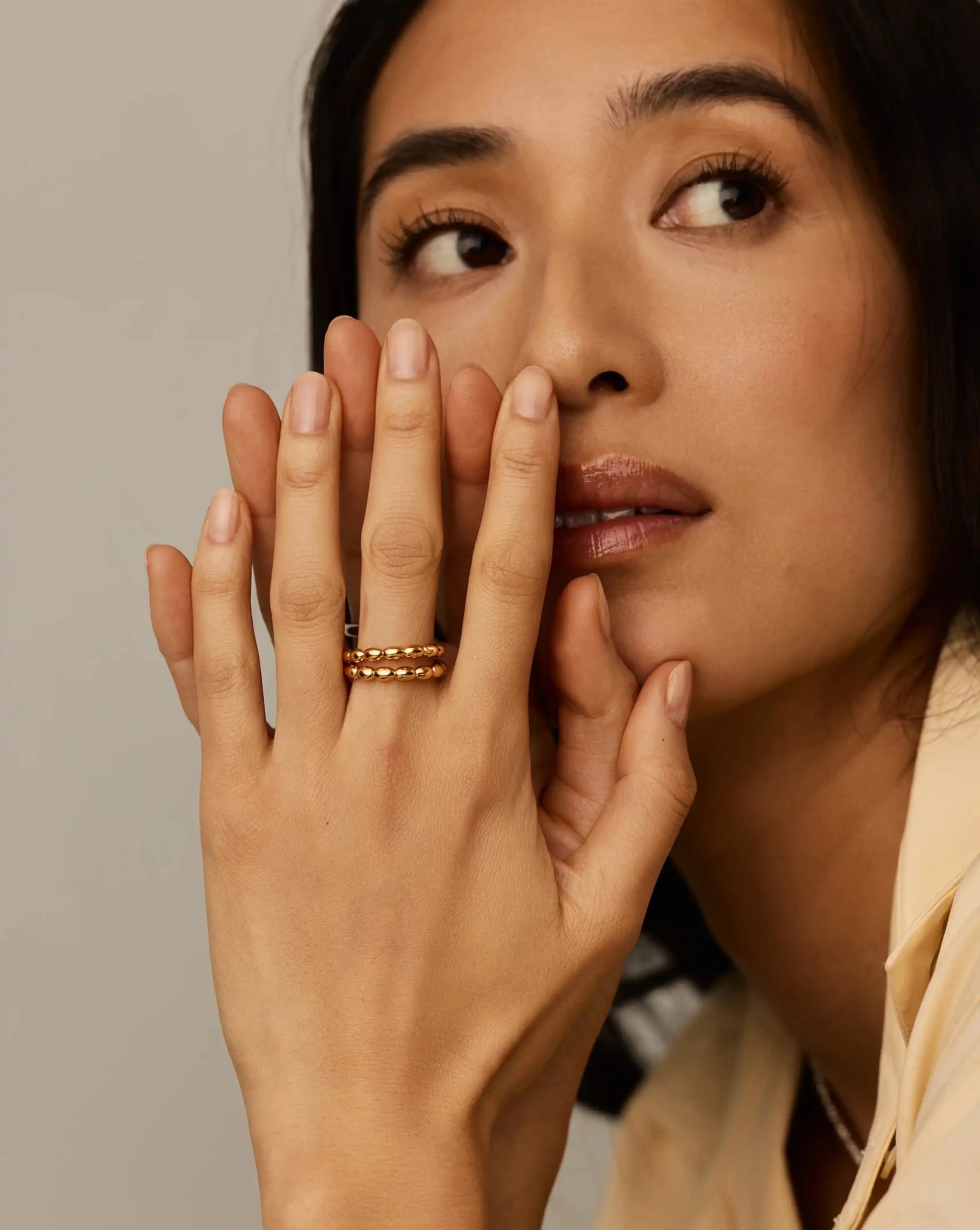 Molten Olive Stacked Ring | 18k Gold Plated Rings Missoma 