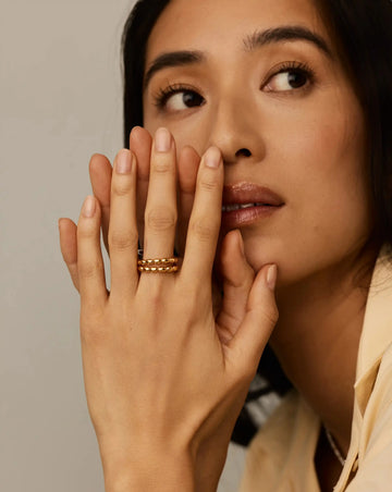 Molten Olive Stacked Ring | 18k Gold Plated Rings Missoma 