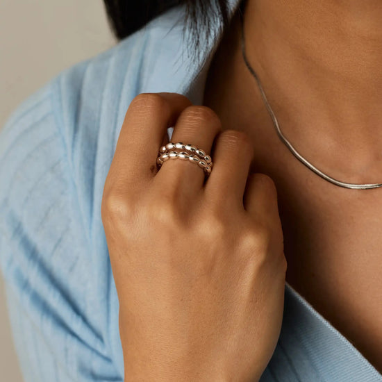 Molten Olive Stacked Ring | Silver Plated Rings Missoma 