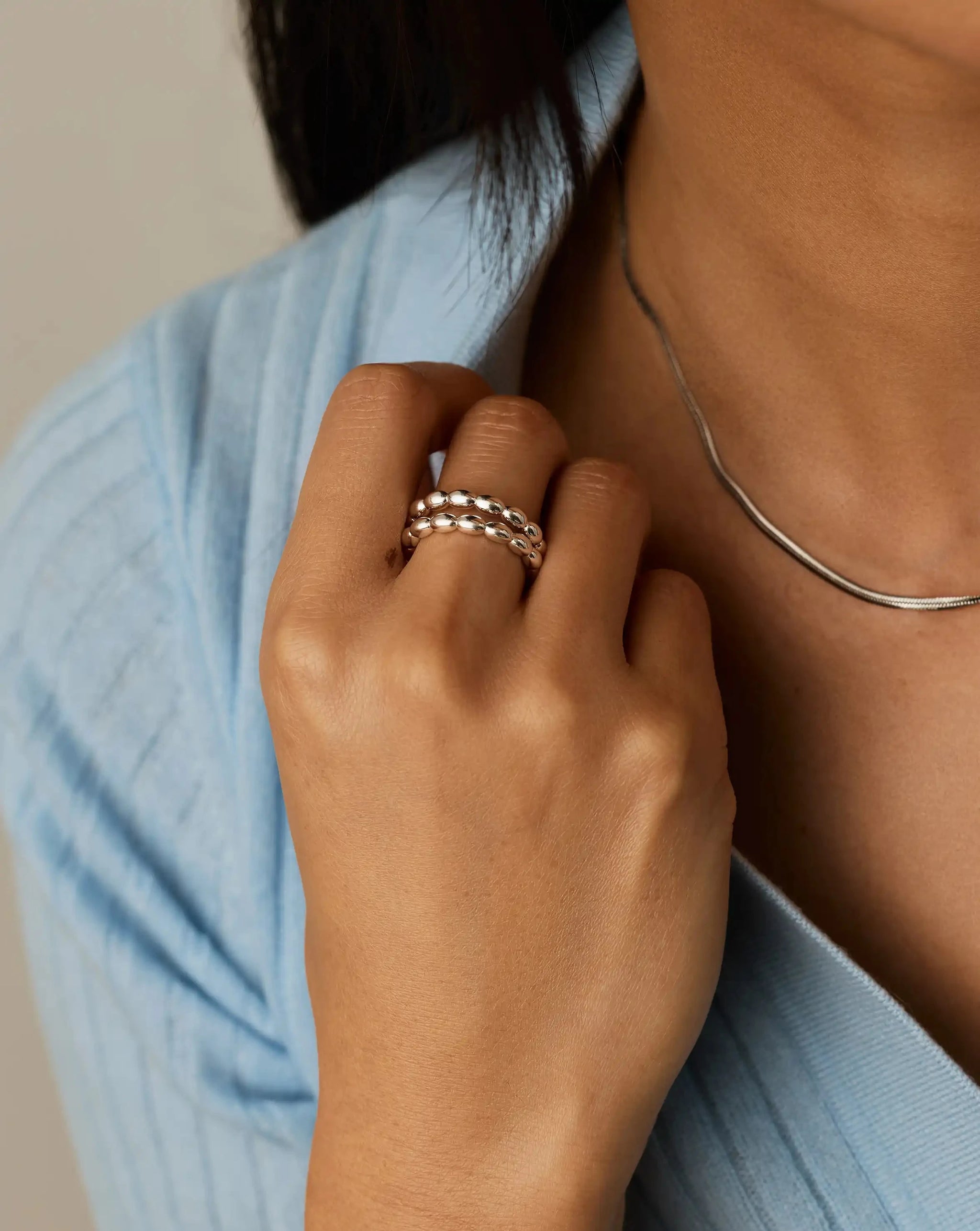 Molten Olive Stacked Ring | Silver Plated Rings Missoma 