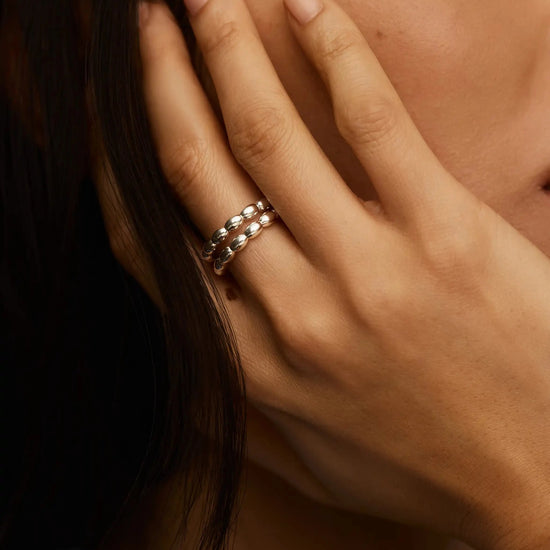 Molten Olive Stacked Ring | Silver Plated Rings Missoma 