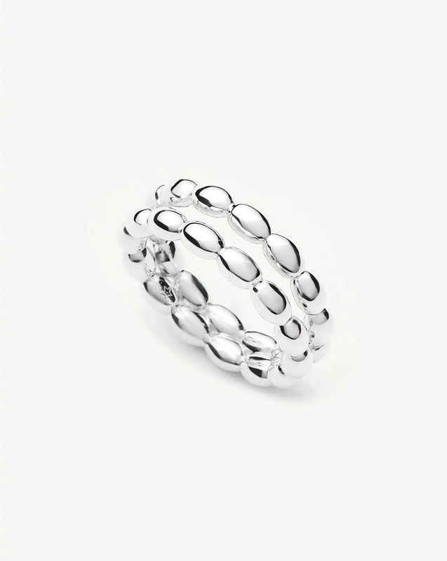 Molten Olive Stacked Ring | Silver Plated