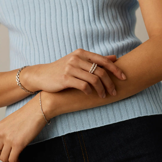 Molten Olive Stacked Ring | Silver Plated Rings Missoma 