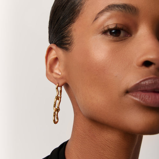 Molten Ovate Triple Drop Earrings | 18ct Recycled Gold Plating on Brass Earrings Missoma 