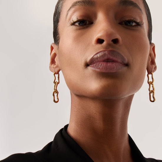 Molten Ovate Triple Drop Earrings | 18ct Recycled Gold Plating on Brass Earrings Missoma 