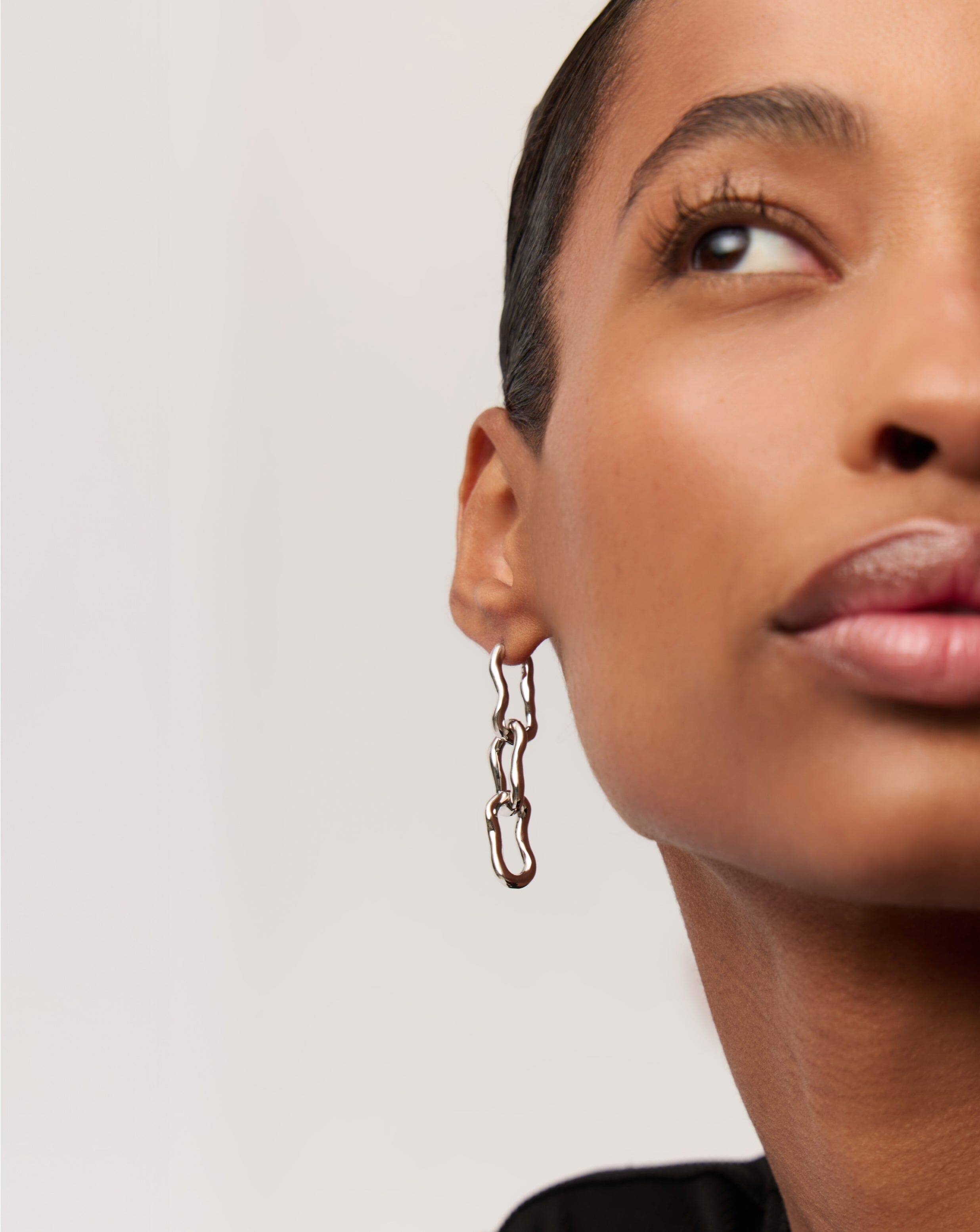 Molten Ovate Triple Drop Earrings | Rhodium Plating on Brass Earrings Missoma 