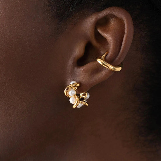 Molten Pearl Twisted Mini Double Hoop Earrings Earrings Missoma 