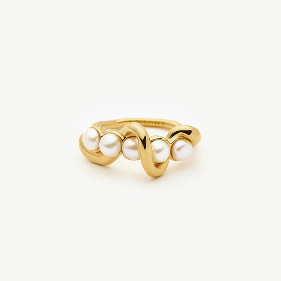 Molten Pearl Twisted Stacking Ring | 18k Gold Vermeil/Pearl Rings Missoma 