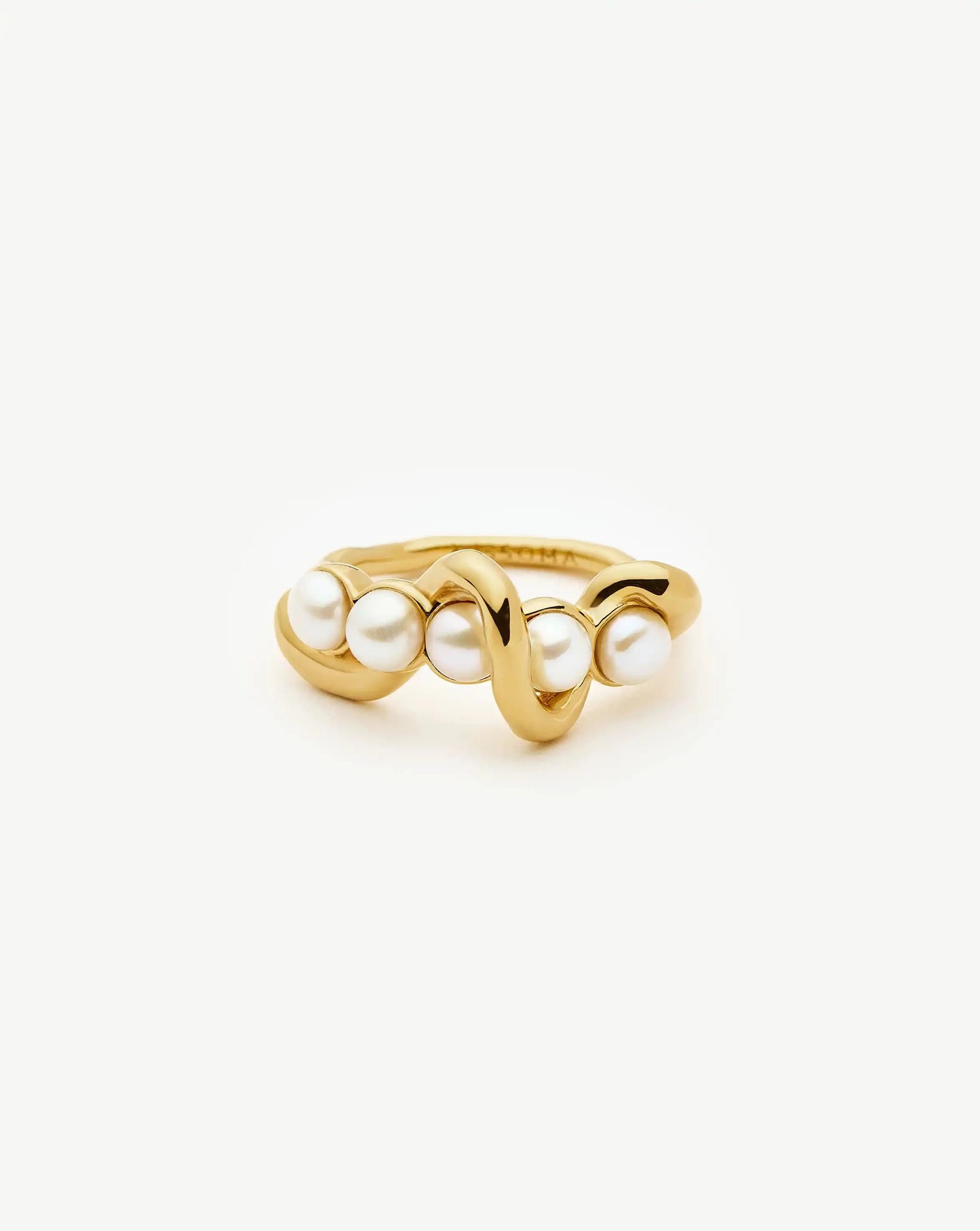 Molten Pearl Twisted Stacking Ring | 18k Gold Vermeil/Pearl Rings Missoma 