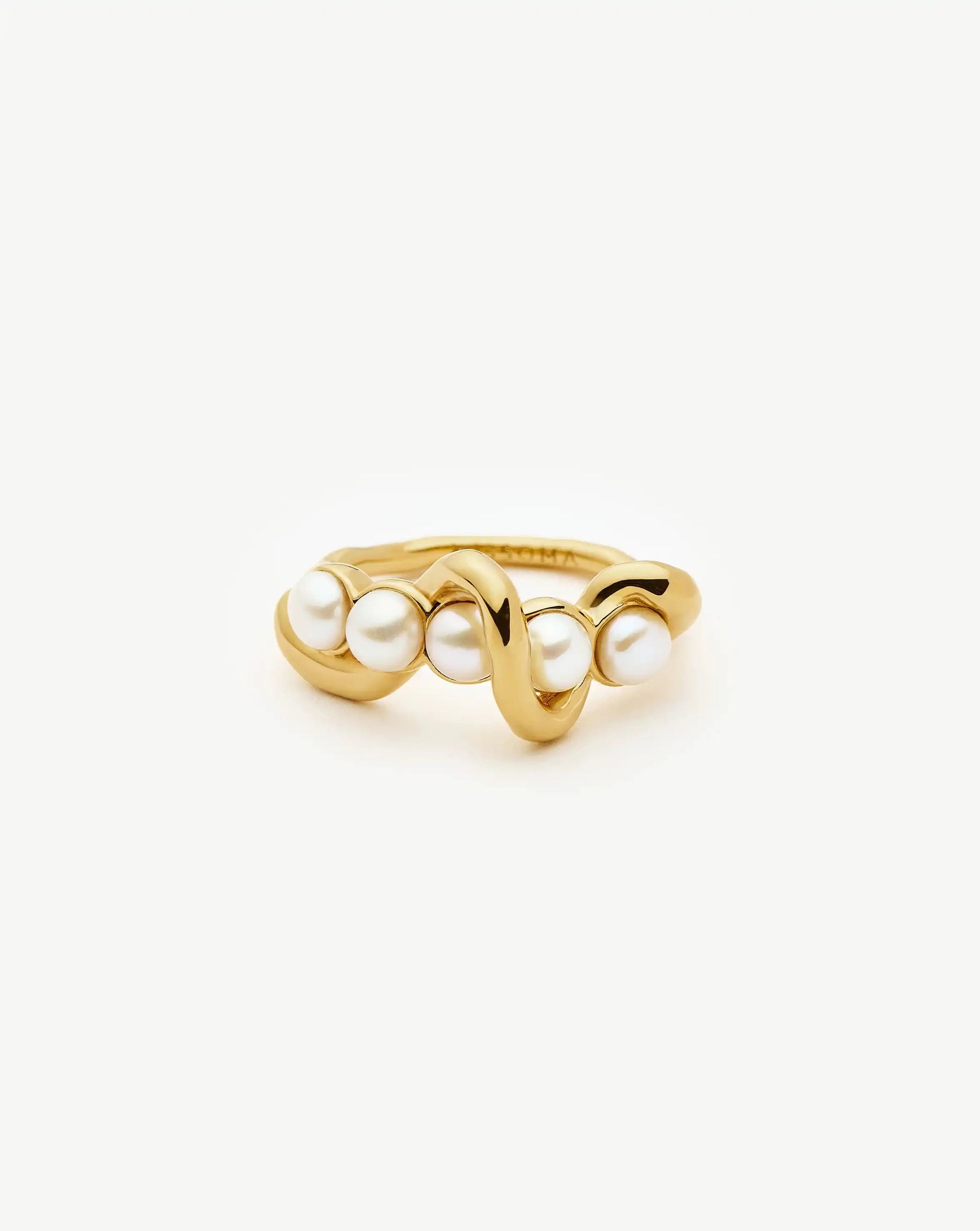 Molten Pearl Twisted Stacking Ring | 18k Gold Vermeil/Pearl Rings Missoma 