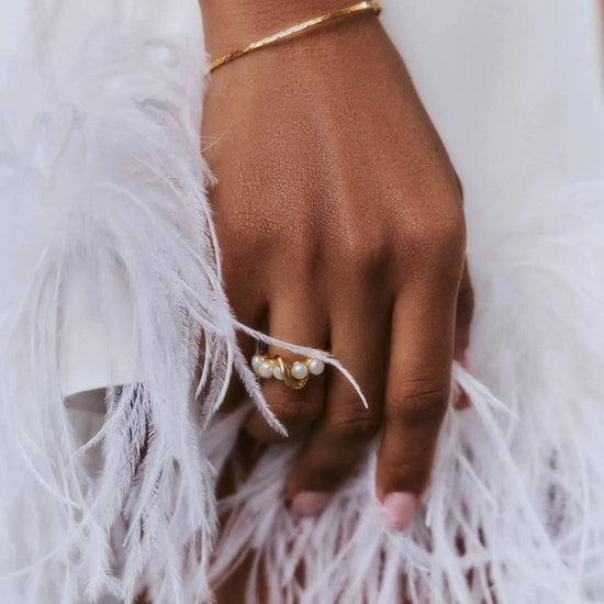 Molten Pearl Twisted Stacking Ring | 18k Gold Vermeil/Pearl Rings Missoma 