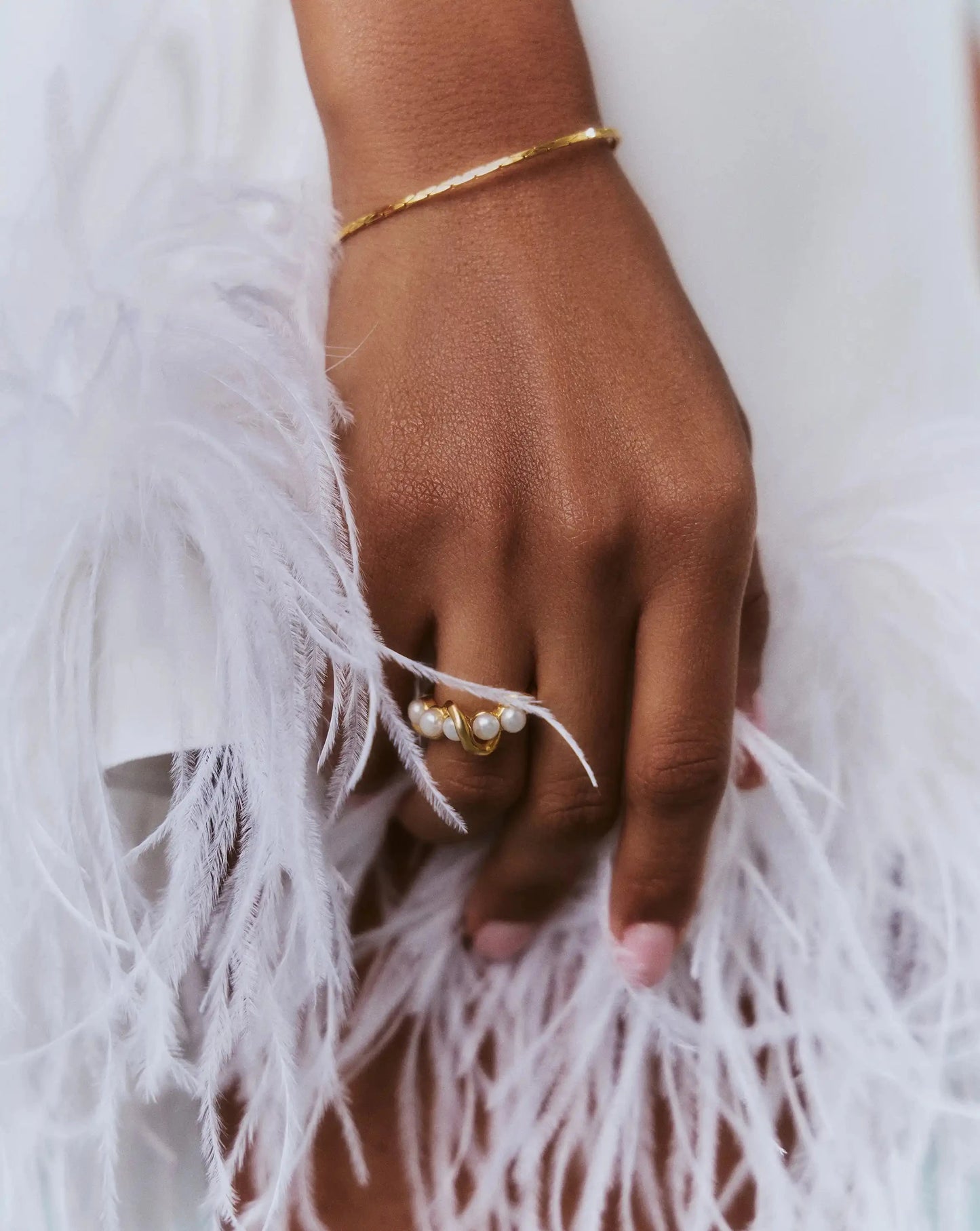 Molten Pearl Twisted Stacking Ring | 18k Gold Vermeil/Pearl Rings Missoma 