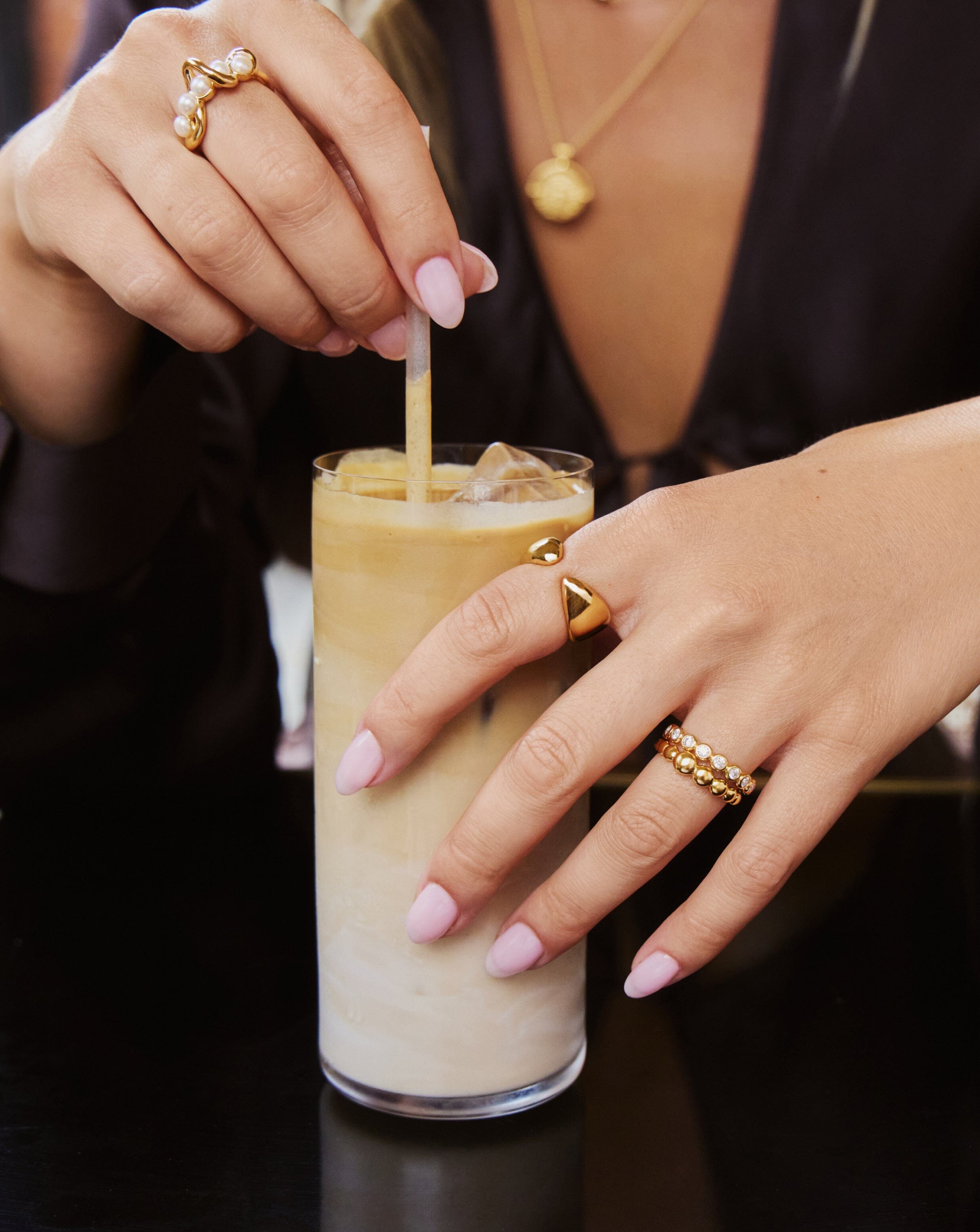 Molten Pearl Twisted Stacking Ring | 18k Gold Vermeil/Pearl Rings Missoma 