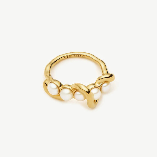 Molten Pearl Twisted Stacking Ring | 18k Gold Vermeil/Pearl Rings Missoma 