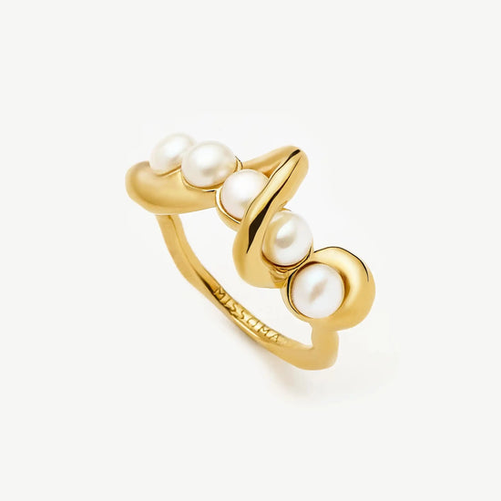 Molten Pearl Twisted Stacking Ring | 18k Gold Vermeil/Pearl Rings Missoma 