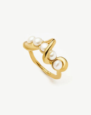 Molten Pearl Twisted Stacking Ring | 18k Gold Vermeil/Pearl Rings Missoma 