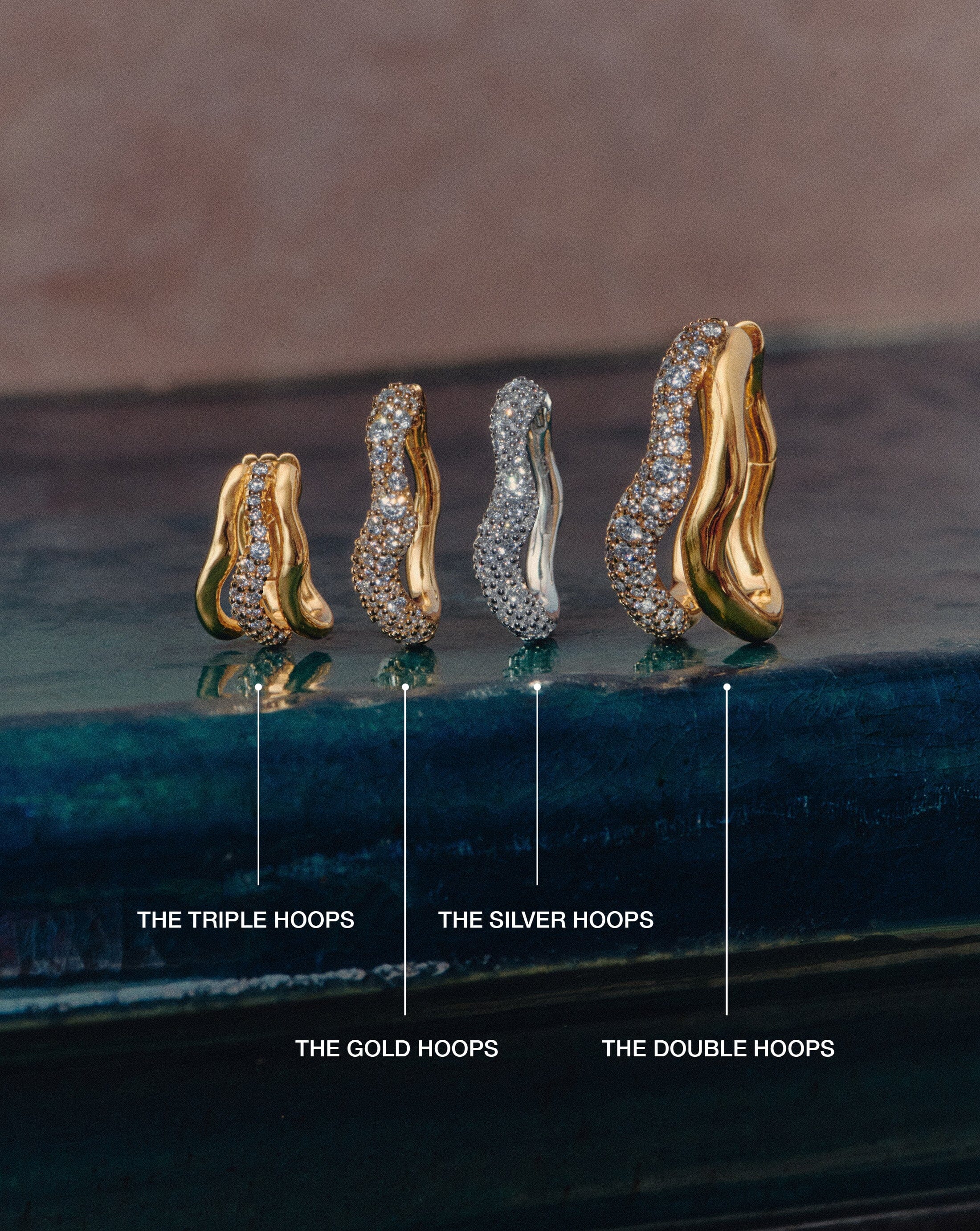 Molten Snow Double Medium Hoop Earrings | 18k Gold Plated/Cubic Zirconia Earrings Missoma 