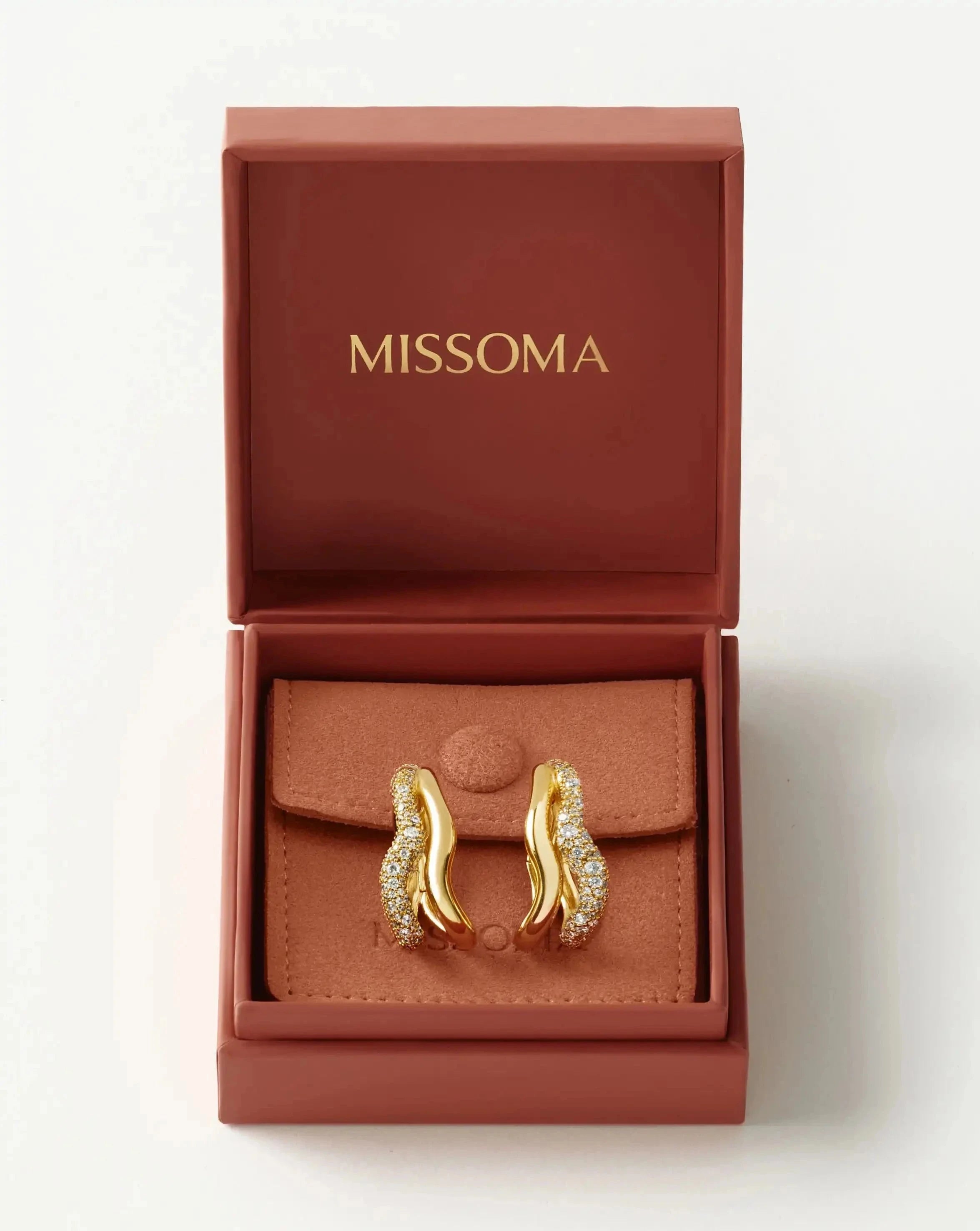Molten Snow Double Medium Hoop Earrings | 18k Gold Plated/Cubic Zirconia Earrings Missoma 