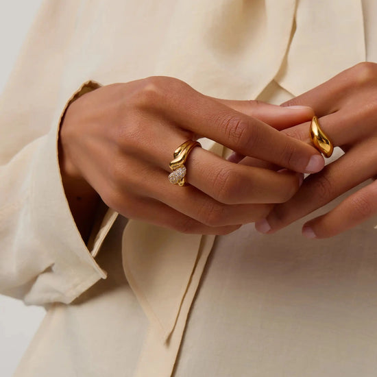 Molten Snow Double Statement Ring | 18k Gold Plated/Cubic Zirconia Rings Missoma 