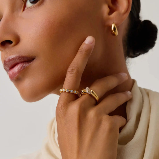 Molten Snow Double Statement Ring | 18k Gold Plated/Cubic Zirconia Rings Missoma 