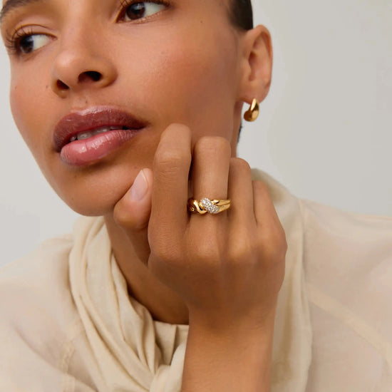 Molten Snow Double Statement Ring | 18k Gold Plated/Cubic Zirconia Rings Missoma 