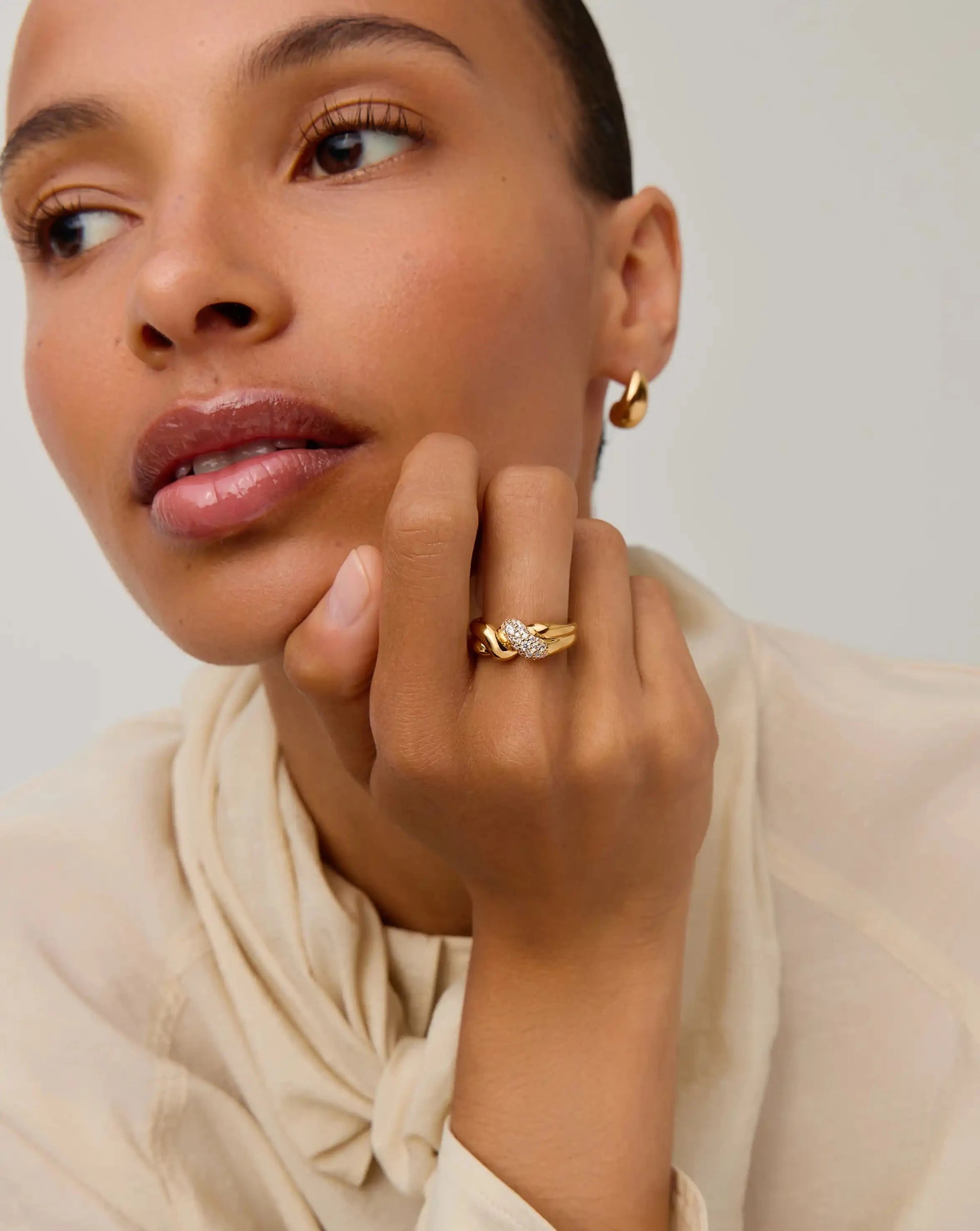 Molten Snow Double Statement Ring | 18k Gold Plated/Cubic Zirconia Rings Missoma 