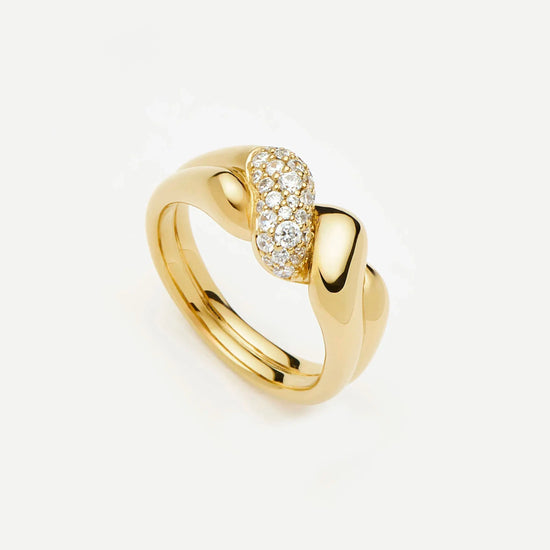 Molten Snow Double Statement Ring | 18k Gold Plated/Cubic Zirconia Rings Missoma 