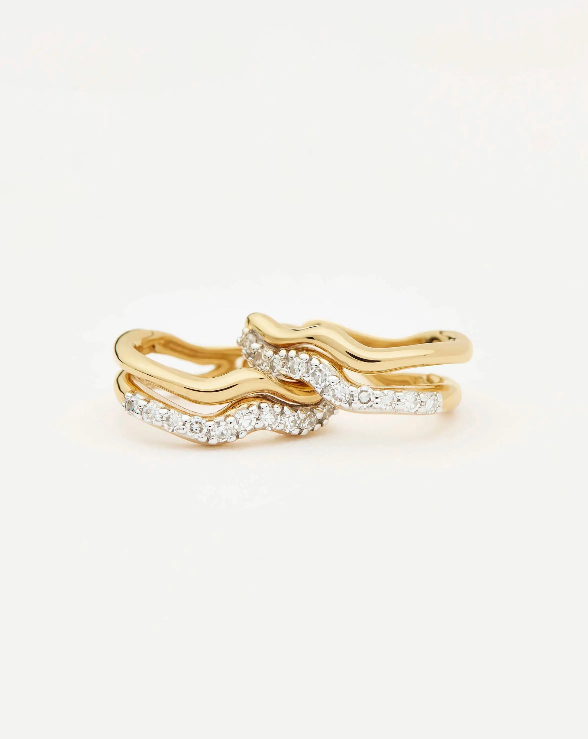 Molten Snow Fine Diamond Double Mini Hoop Earrings | 14k Solid Gold/Diamond Earrings Missoma 